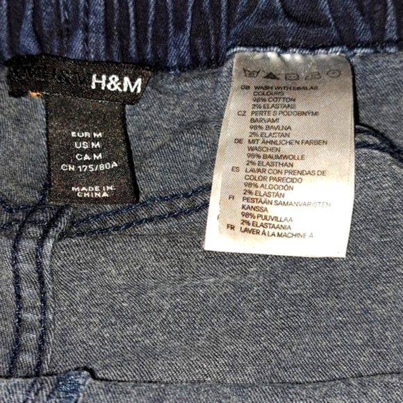H & M Dark Skinny Jeans Elastic Waist Pull On Size Medium 7/8 - Picture 6 of 11